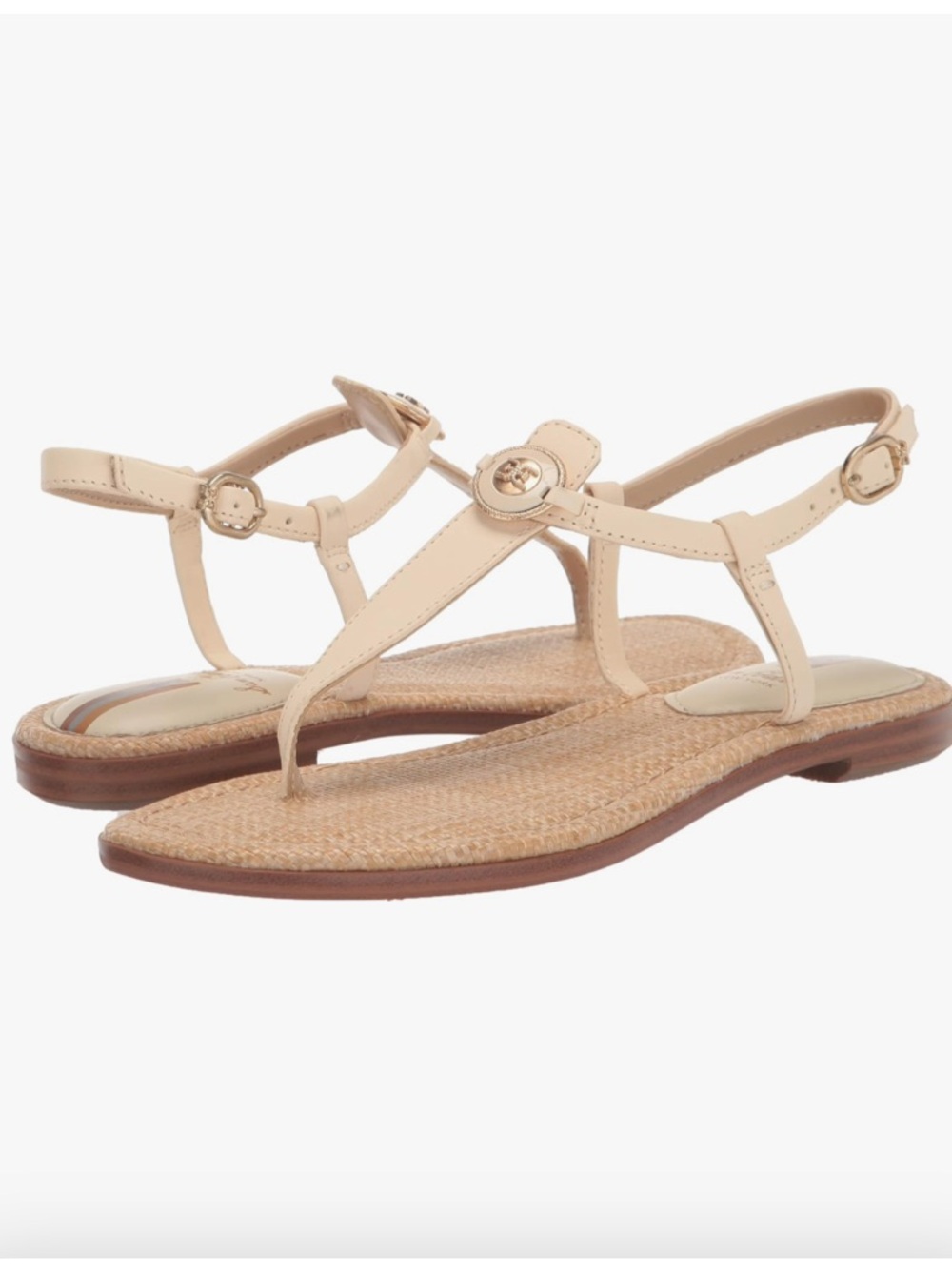 NEW Sam Edelman Gigi Cream T-Strap Woven Flat Sandals Women's Size 8 - Picture 8 of 8